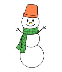 Merry Christmas and happy new year. Snowman character design for illustration, greeting, winter, element