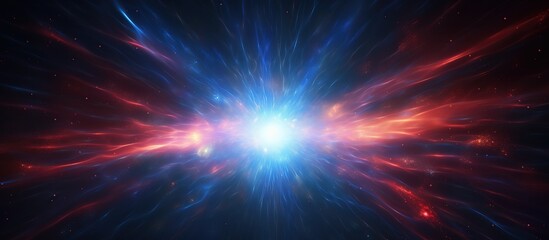 Abstract blue and red cosmic background with celestial beauty resembling the expanding universe in a AIrender illuminated by neon like ultraviolet and infrared light in outer space filled 