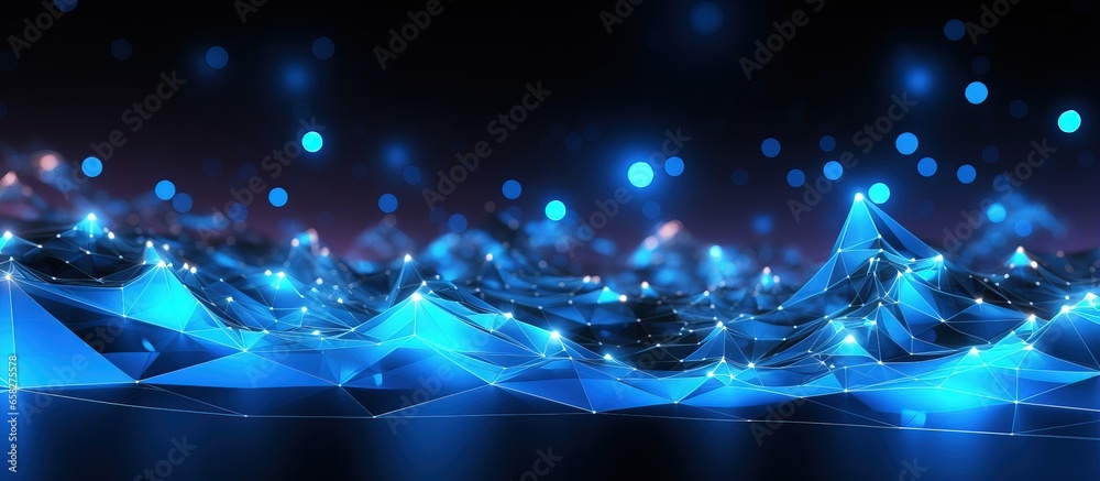 Poster abstract blue digital data background with a network connection structure transferring data using te