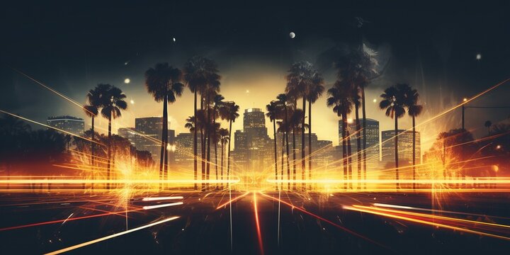 Fototapeta modern movie style background wallpaper summer and night time vibes borders sunset view