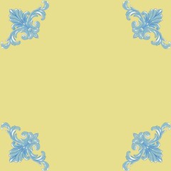 floral background, baroque ornament, blue lines, postcard background, wrapping paper