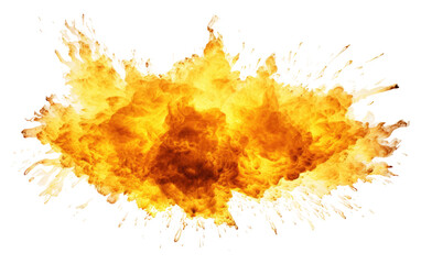 Fototapeta na wymiar Vibrant Yellow Flames Erupt in a Fiery Explosion Isolated on a Transparent Background PNG.
