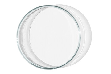 Petri dish isolated on empty background.