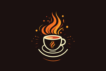 Coffee drink logo, Drawing a Coffee cup