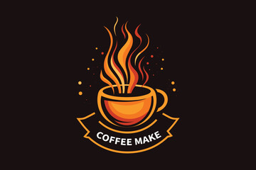 Coffee drink logo, Drawing a Coffee cup