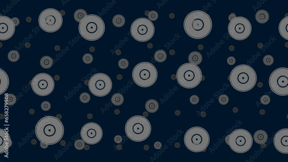 Poster gramophone record symbols float horizontally from left to right. parallax fly effect. floating symbo
