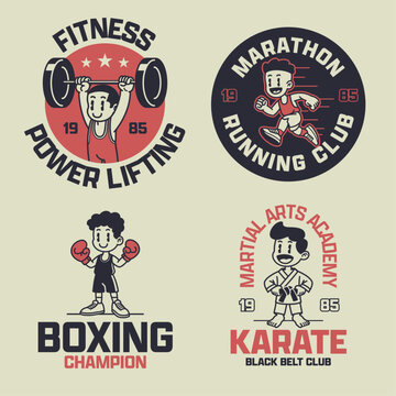 Set of Athletic Logo Collection in Vintage Retro Style