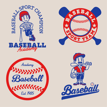 Set of Baseball Logo Collection in Vintage Retro