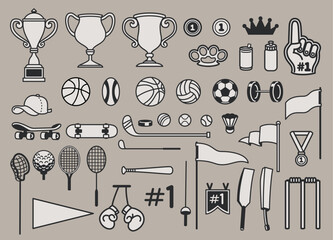 Set of Various Sport Equipment Object Collection