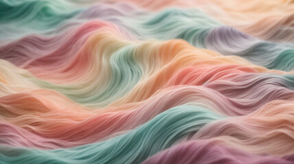 Fototapeta premium An abstract watercolor background featuring waves in pastel color, with a visible paint watercolor texture, simulates knitted threads, wool
