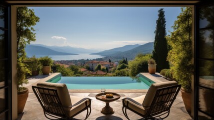 Obraz premium View to beautiful landscape and nature from villa terrace