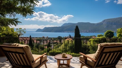 Fototapeta premium View to beautiful landscape and nature from villa terrace