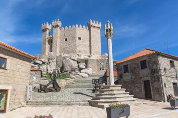 Panoramic exterior view at the iconic Penedono Castle, on Penedono village downtown, Viseu, Portugal - obrazy, fototapety, plakaty