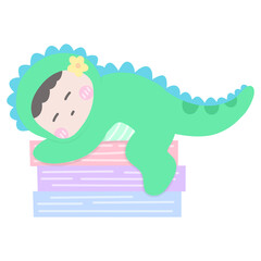 child sleeping, dinosaur 