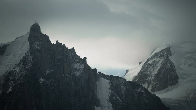 View over the French Alps around Mont Blanc above Chamonix Time-Lapse