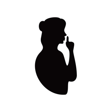 recommend clip art: silence silhouette. quite finger gesture sign and symbol.