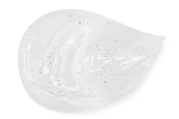 A large smear or drop of a transparent gel, serum. On an empty transparent background.