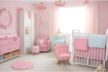 pink room with chair