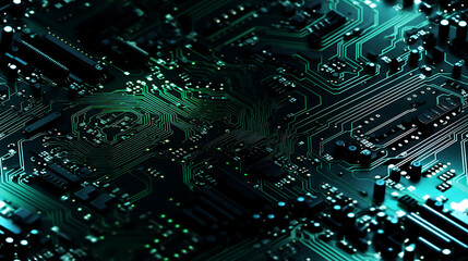 Electronics board, Circuit board electronic, hi - tech, pattern, repeating, high detail, green - Seamless tile. Endless and repeat print.