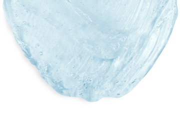 Lots of flowing clear blue gel, serum. On an empty transparent background.