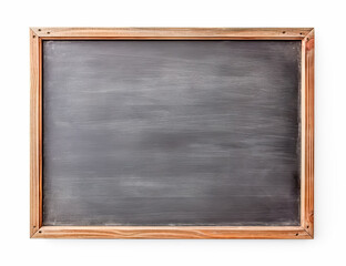 Fototapeta premium Rubbed out dirty chalkboard. Realistic blackboard in wood frame. Empty chalkboard for restaurant menu or school class.