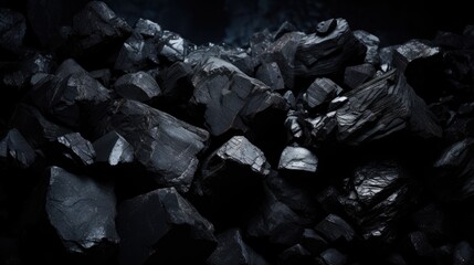 Coal mineral black as a cube stone background. Coal texture