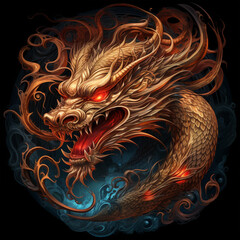 dragon symbol of the 2024 year chinese zodiac sign  - obrazy, fototapety, plakaty