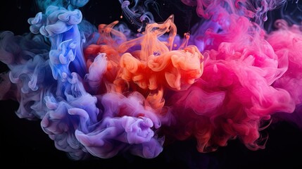 Fototapeta premium Colorful smoke on a black background, generated by AI