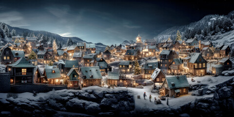 In the Christmas season  a winter landscape sets an Advent mood  embracing joy and wonder at the Christmas market wallpaper Background Card Digital Art