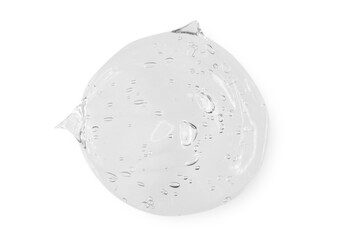 A large smear or drop of a transparent gel, serum. On an empty transparent background.