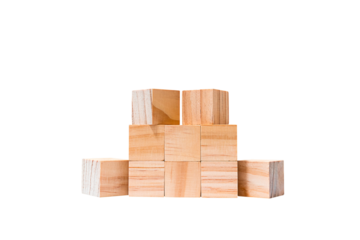 Wooden geometric shapes cube for conceptual design. Education game. isolated on white background.PNG