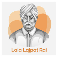 Lala Lajpat Rai Jayanti celebration illustration EPS 10. Editable vector. - obrazy, fototapety, plakaty
