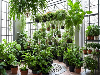 Indoor Winter Garden Wonderland: Urban Jungle Retreat. generative AI