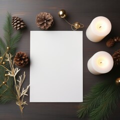 On white wooden table, frame, space, Christmas background