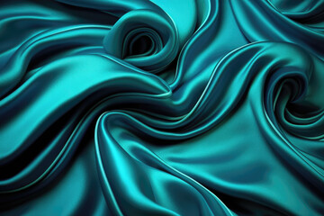 Obraz premium Lustrous Turquoise Velvet Swirls: 3D Backgrounds with Dazzling Shine