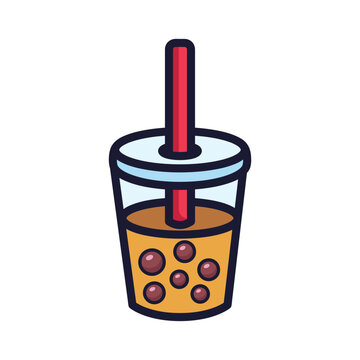 Bubble milk tea. Boba tea vector illustration isolated on white background