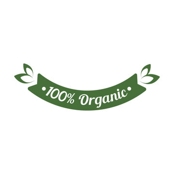 100% organic text effect logo concept
