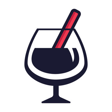 Drinking glass icon with juice or cold drinks