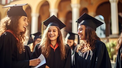 Educational: Group of friends studying at university doing activities together, graduating, graduating, receiving a certificate, college, university, starting education.