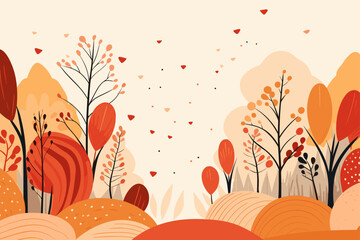 Fall autumn pattern background, abstract style. Good for fashion fabrics, children’s clothing, T-shirts, postcards, email header, wallpaper, banner, events, covers, advertising, and more.