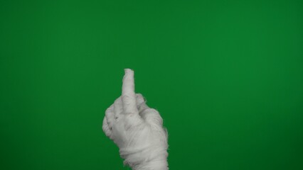 Detail green screen isolated chroma key video capturing mummy's hand swiping and tapping the...