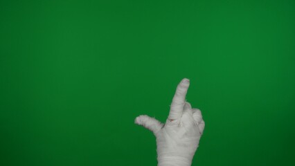Detail green screen isolated chroma key video capturing mummy's hand swiping and tapping the...