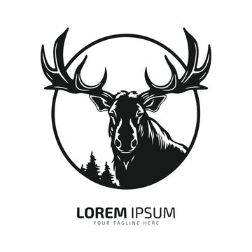 moose head logo fur icon deer silhouette vector isolated design in circle