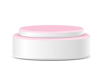 3d pink and white round podium, pedestal for displaying product presentations, awards