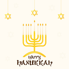 Hanukkah greeting card, banner with traditional candlestick