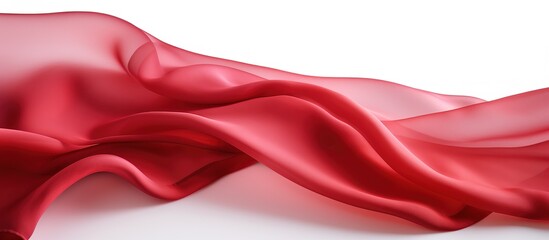 Obraz premium Flying red fabric with smooth elegant texture against white background