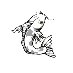 vector illustration Koi fish, line art koi fish
