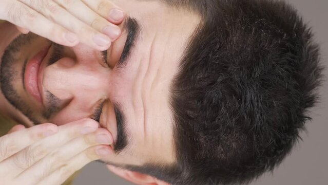Vertical video of Eye fatigue and laziness.