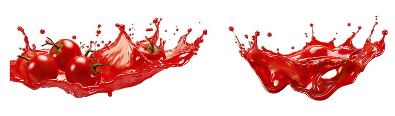 ketchup  splash with droplets and bauble, isolated on a transparent background with a PNG format. ketchup flowing.