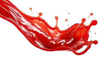 ketchup  splash with droplets and bauble, isolated on a transparent background with a PNG format. ketchup flowing. - obrazy, fototapety, plakaty